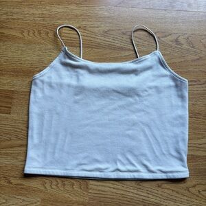 American Eagle AE Lounge spaghetti strap crop top cream neutral size large